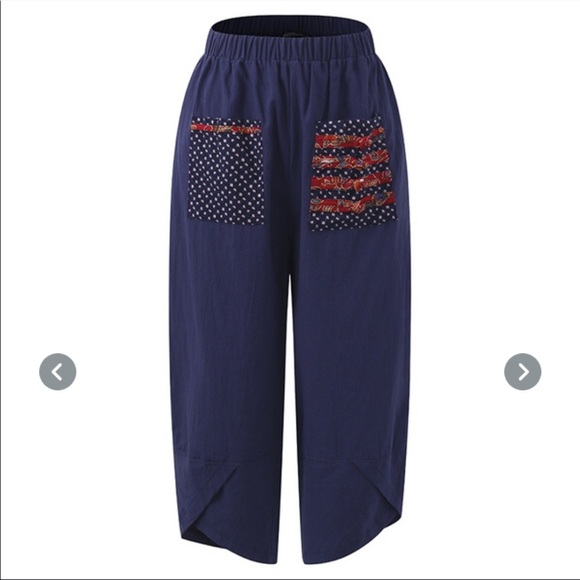 NWT Elastic Waist Loose Floral Wide Legs Trousers